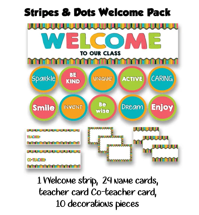 Stripes and Dots Welcome Board Set