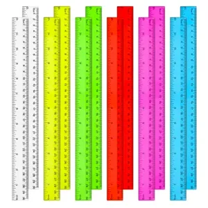Vibrant Translucent 12-Inch Plastic Rulers - 288 Units