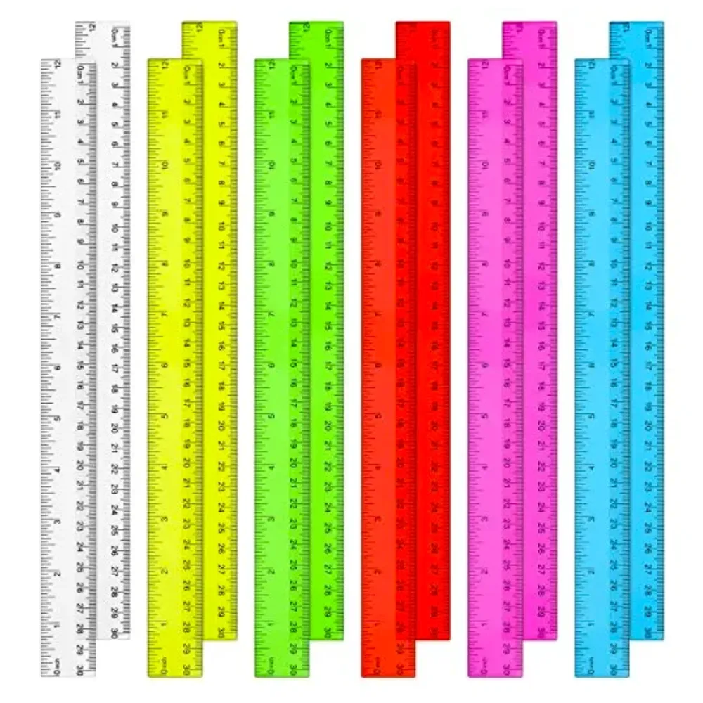 Vibrant Translucent 12-Inch Plastic Rulers - 288 Units