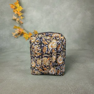 Water Proof Cotton Lunch Bag Buish Green with Botanical Prints