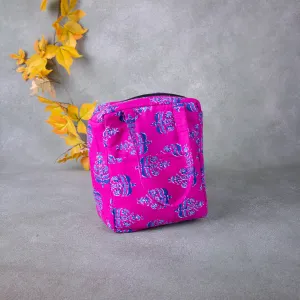 Water Proof Cotton Lunch Pink with Blue Flower Design