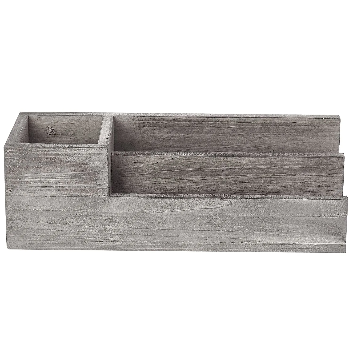 White Whale Wooden Desktop Office Supplies Caddy & 2 Slot Letter Mail Sorter Organizer