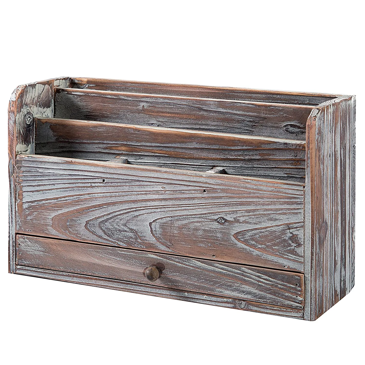 White Whale Wooden Desktop Office Supplies Organizer, Mail Sorter and Document Holder Rack