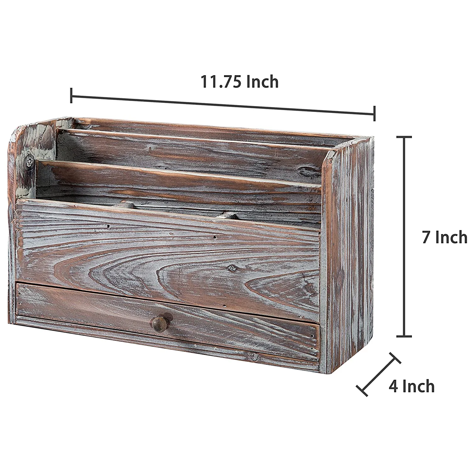 White Whale Wooden Desktop Office Supplies Organizer, Mail Sorter and Document Holder Rack